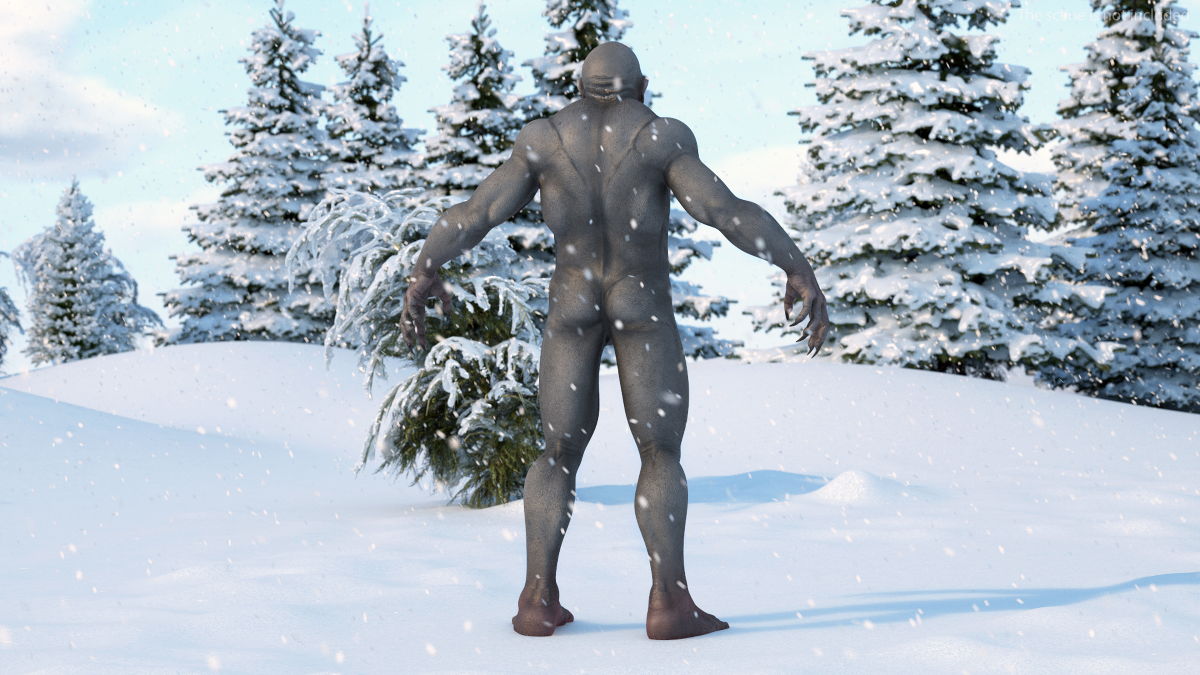 3D Grey Monster Rigged for Cinema 4D model