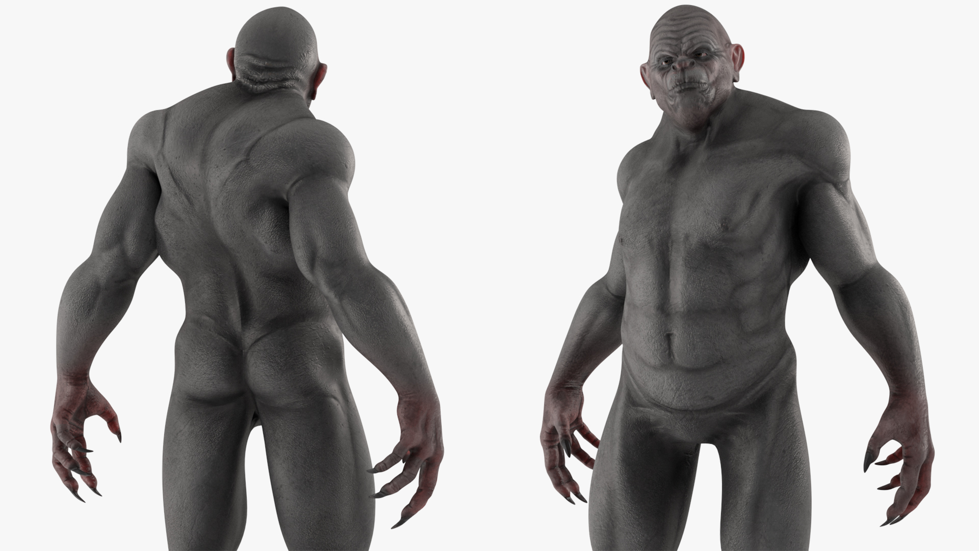 3D Grey Monster Rigged for Cinema 4D model
