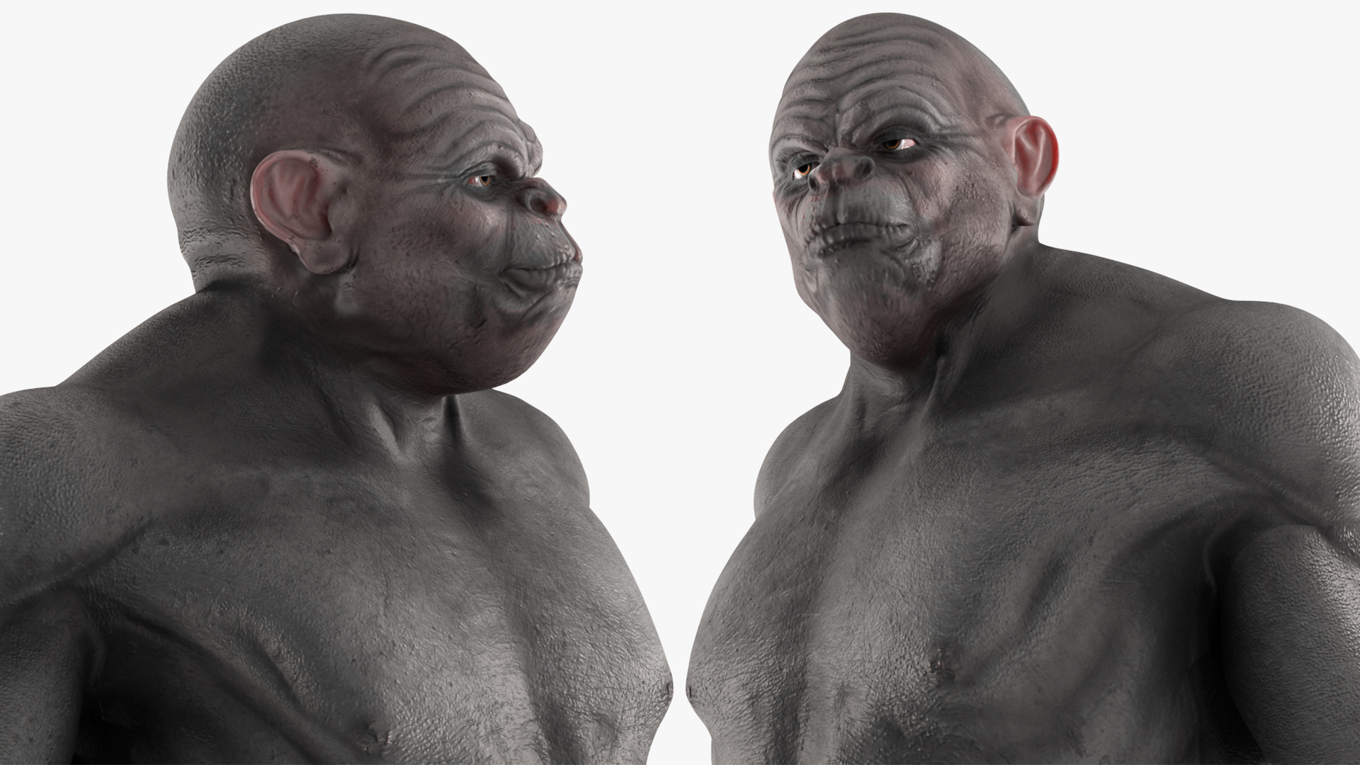 3D Grey Monster Rigged for Cinema 4D model