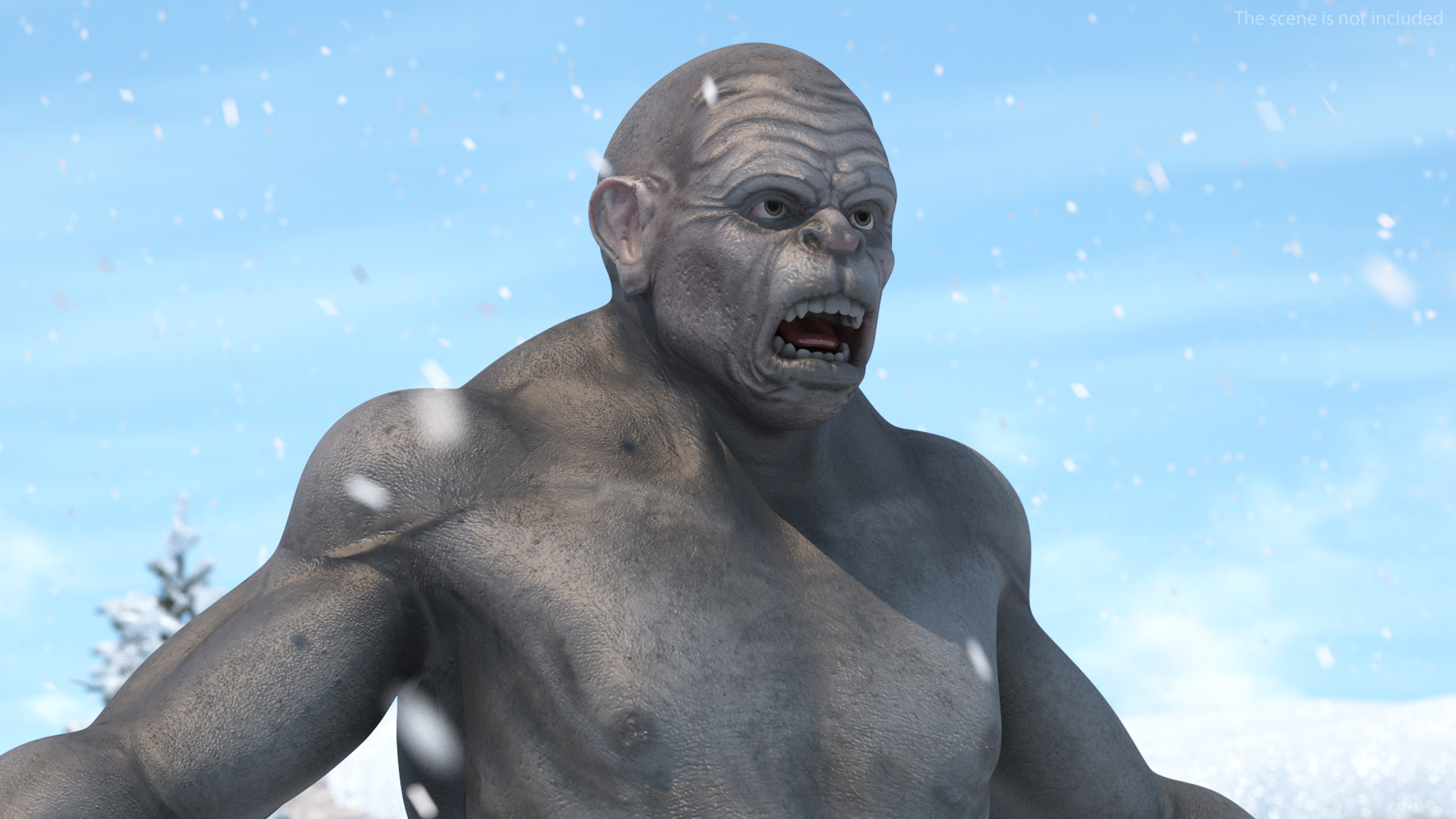 3D Grey Monster Rigged for Cinema 4D model