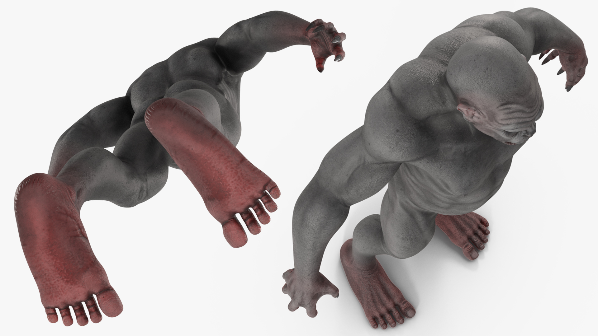 3D Grey Monster Rigged for Cinema 4D model