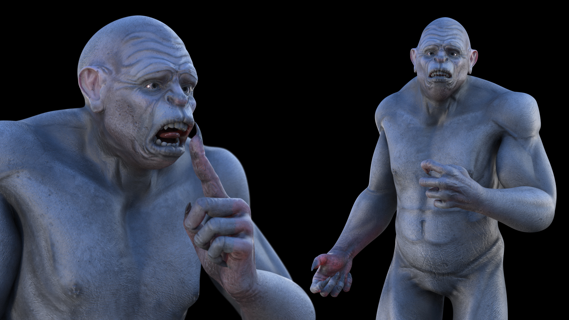 3D Grey Monster Rigged for Cinema 4D model