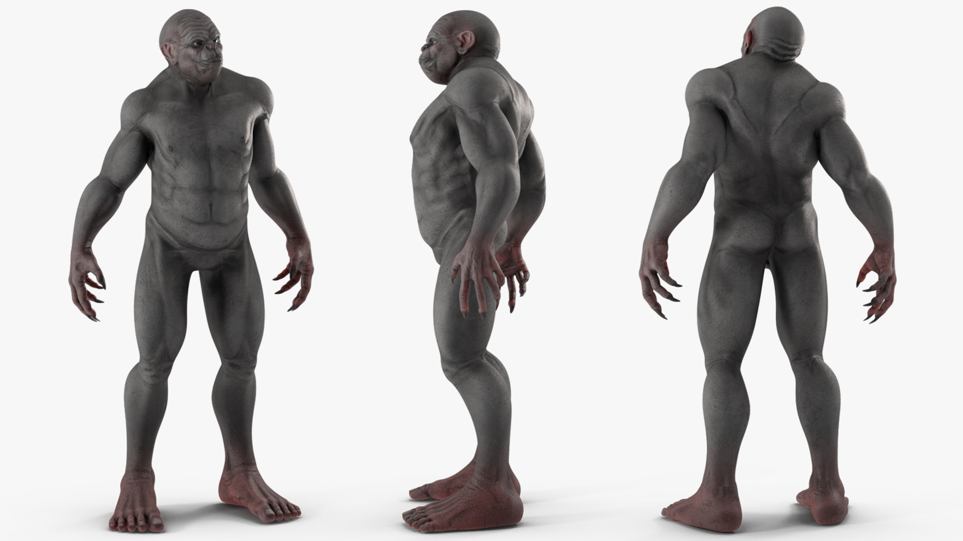3D Grey Monster Rigged for Cinema 4D model