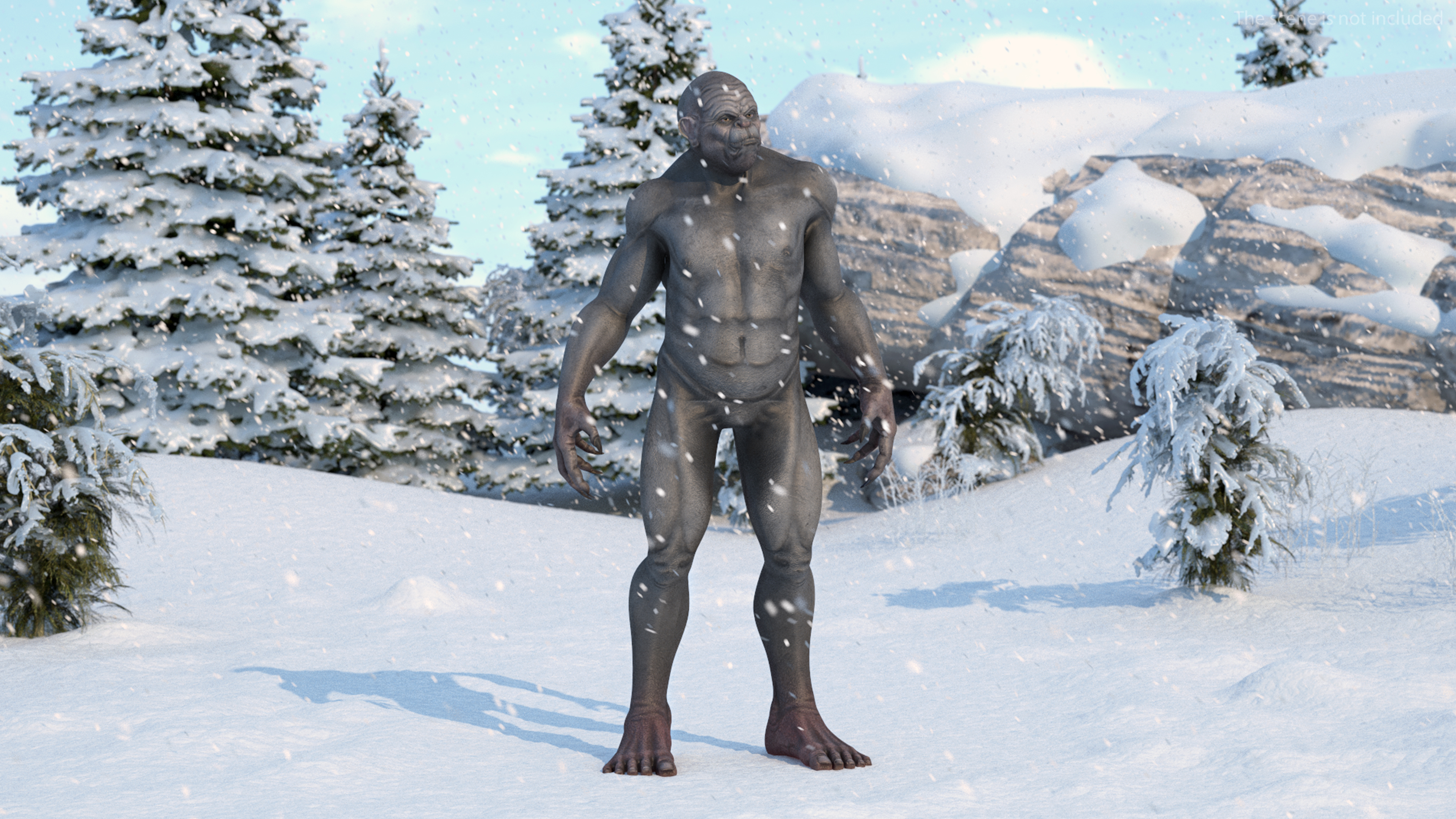 3D Grey Monster Rigged for Cinema 4D model