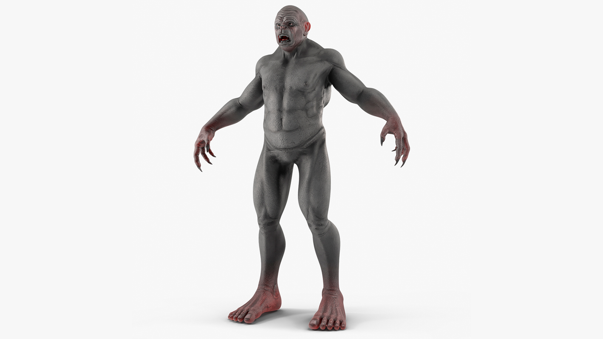 3D Grey Monster Rigged for Cinema 4D model