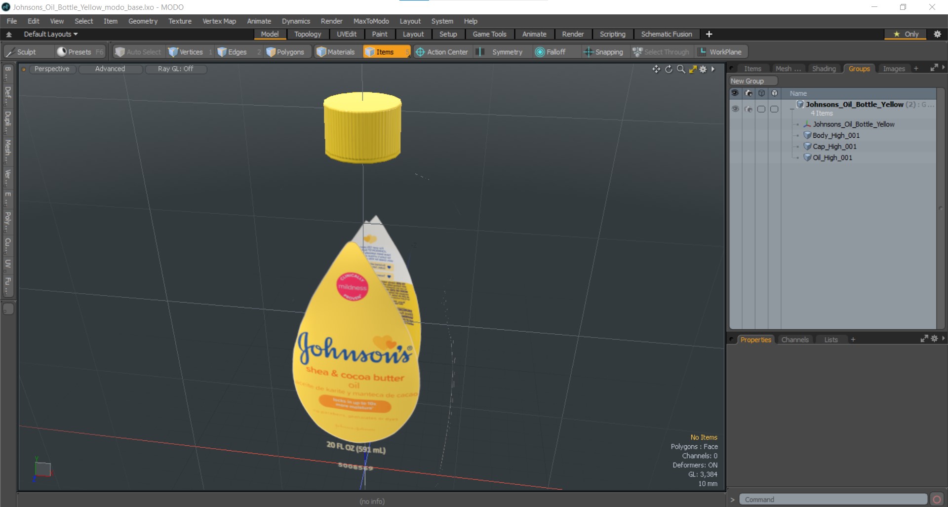 3D Johnsons Oil Bottle Yellow