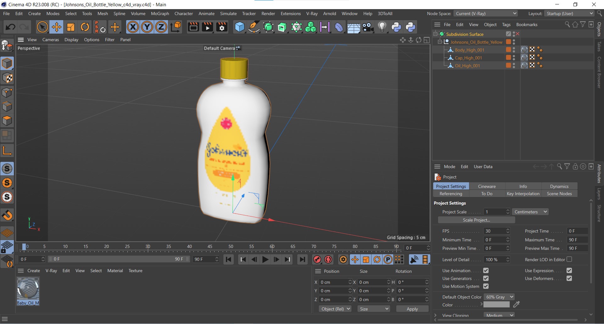3D Johnsons Oil Bottle Yellow