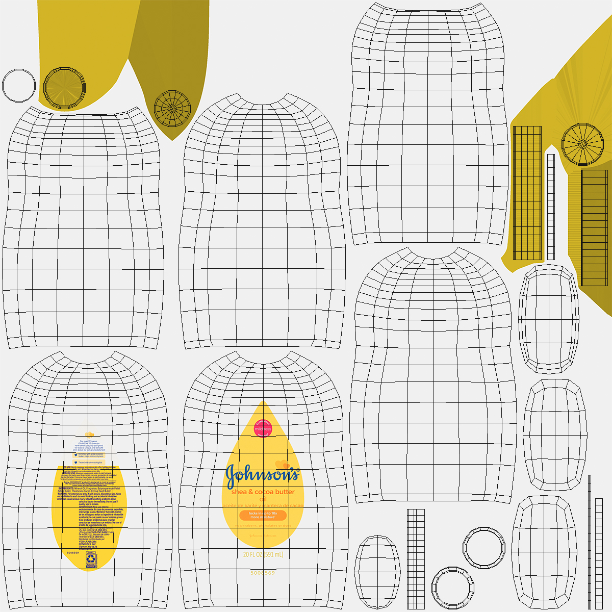 3D Johnsons Oil Bottle Yellow