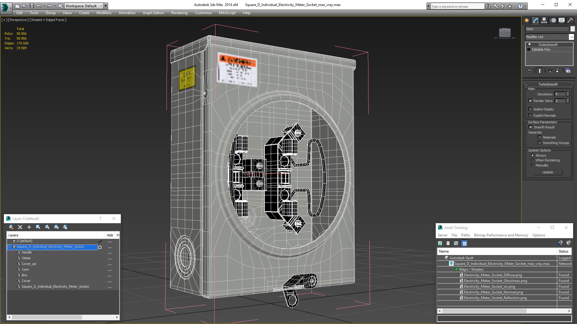 Square D Individual Electricity Meter Socket 3D model