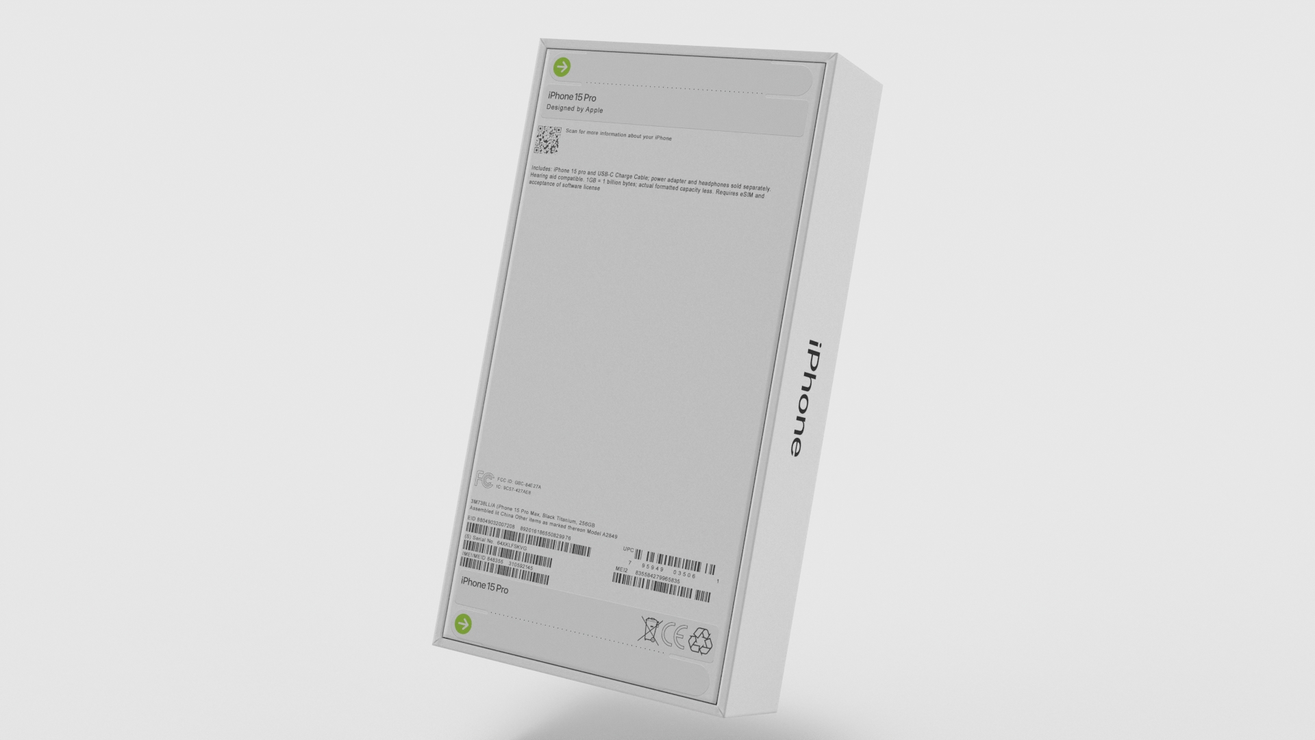 3D IPhone 15 Pro White with Box model