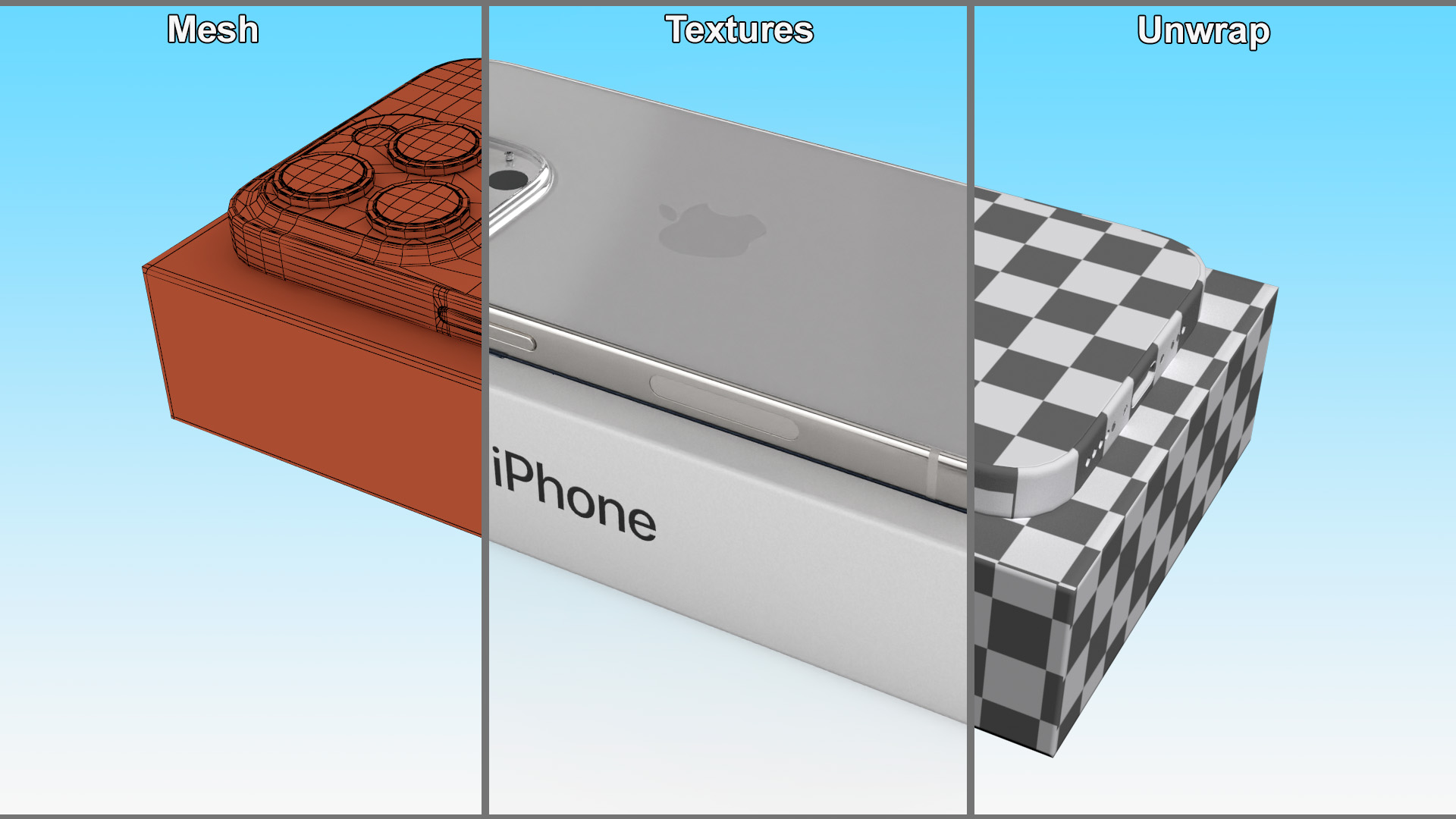 3D IPhone 15 Pro White with Box model
