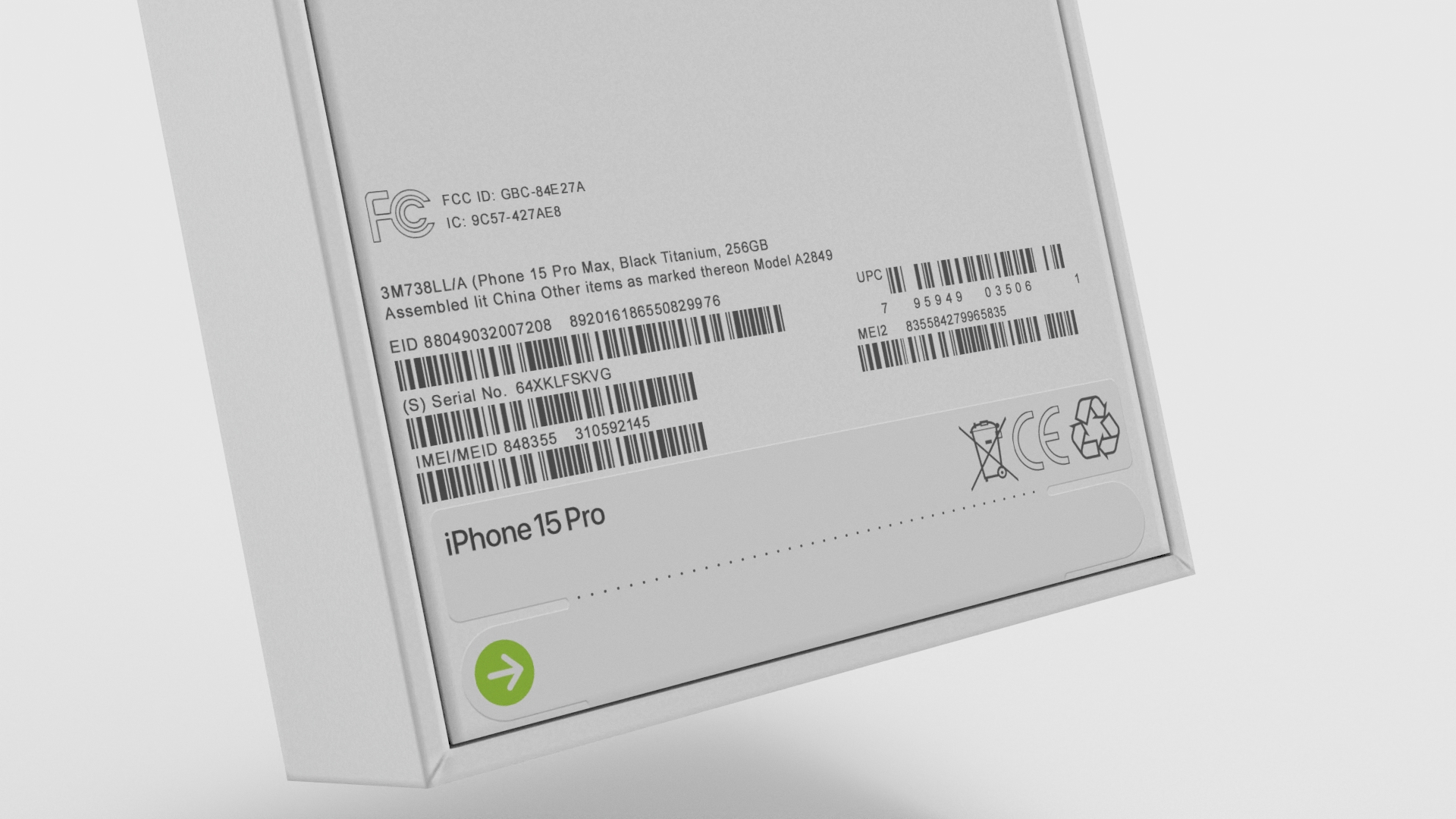 3D IPhone 15 Pro White with Box model
