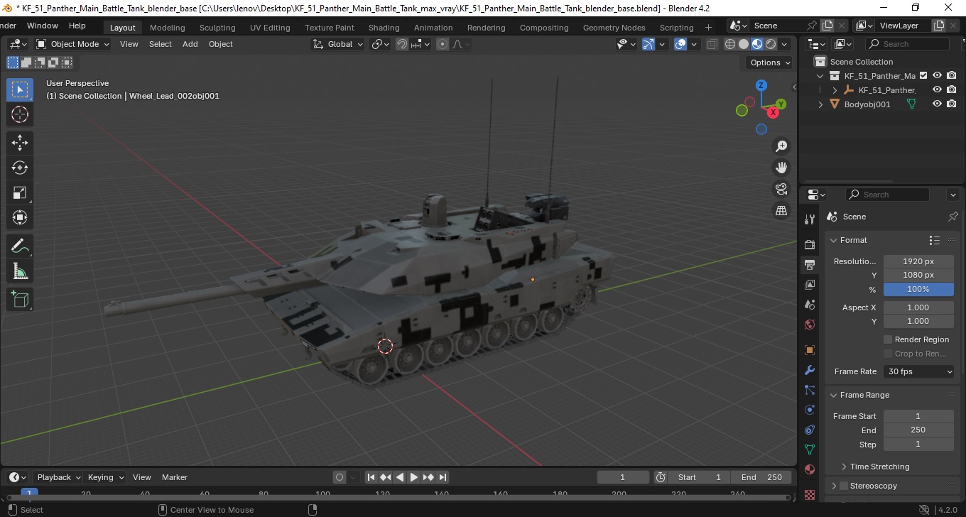 3D model KF 51 Panther Main Battle Tank