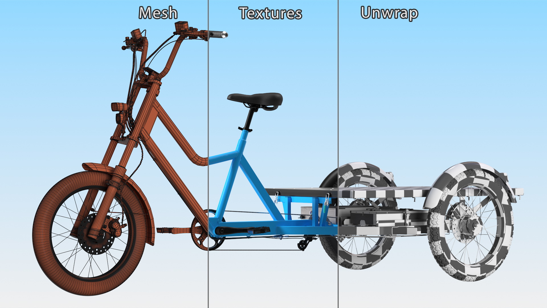 3D model Commercial Grade Electric Trike with  Flatbed