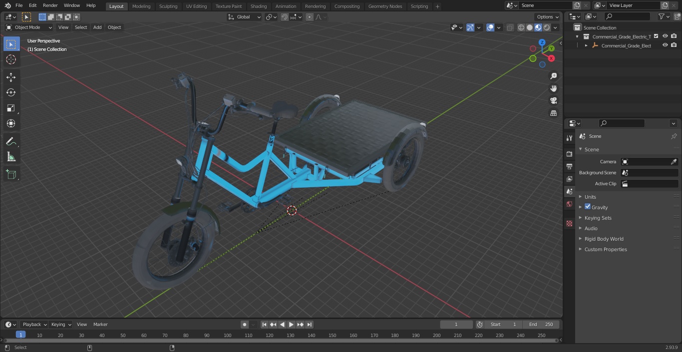 3D model Commercial Grade Electric Trike with  Flatbed