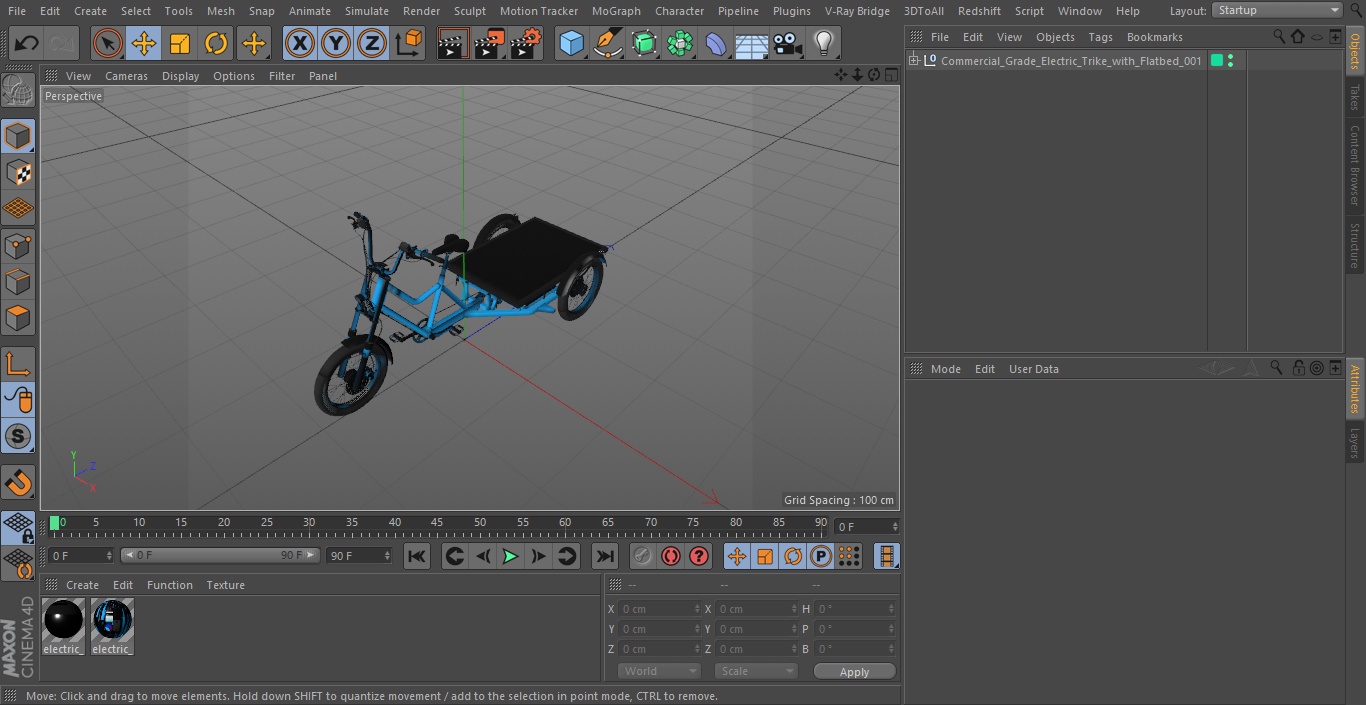 3D model Commercial Grade Electric Trike with  Flatbed