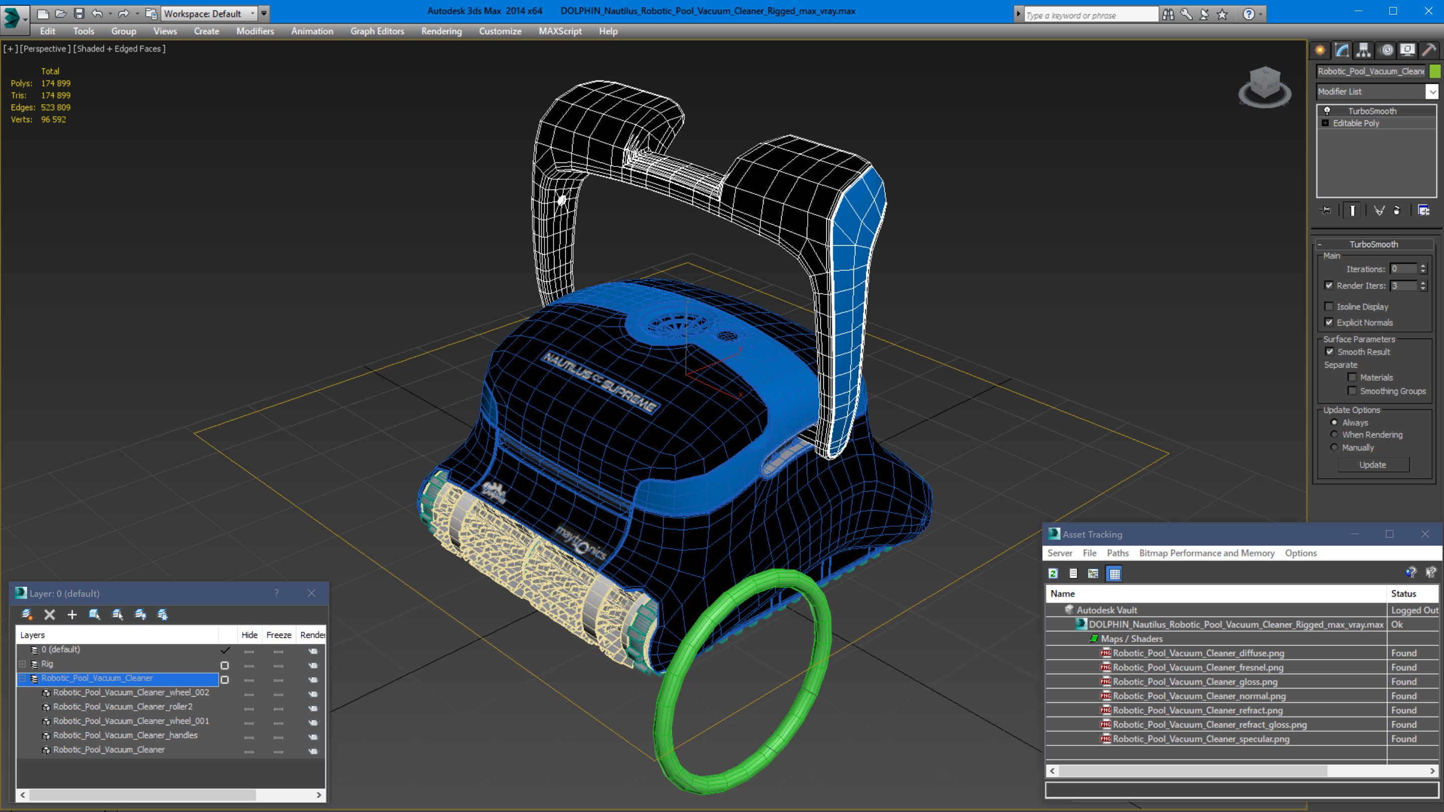 3D DOLPHIN Nautilus Robotic Pool Vacuum Cleaner Rigged