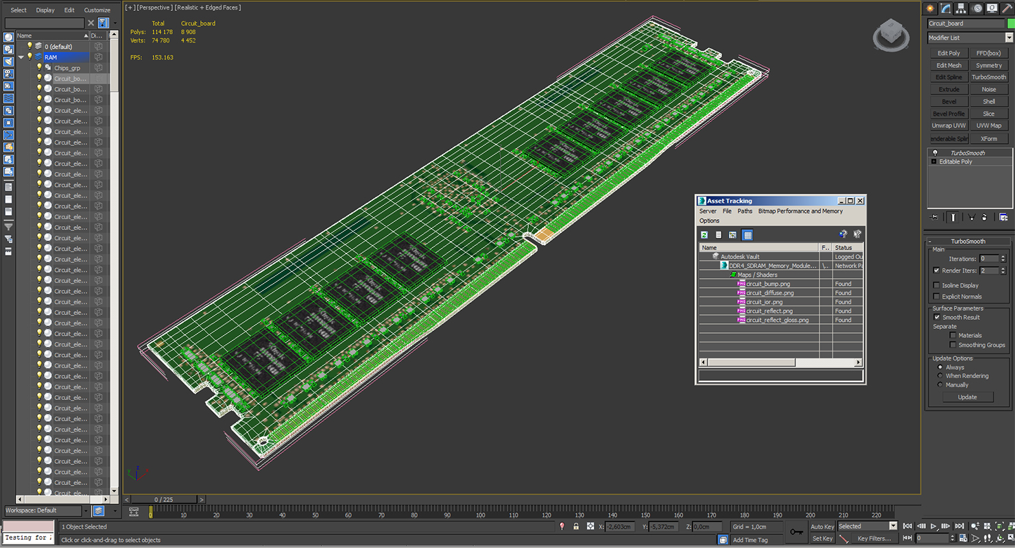 DDR4 SDRAM Memory Module 3D model
