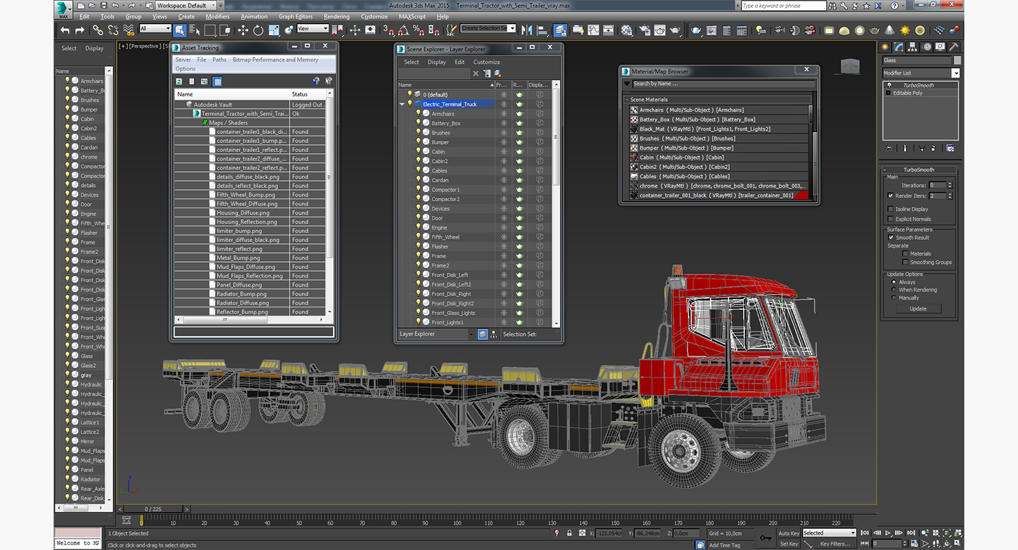 Terminal Tractor with Semi Trailer 3D model