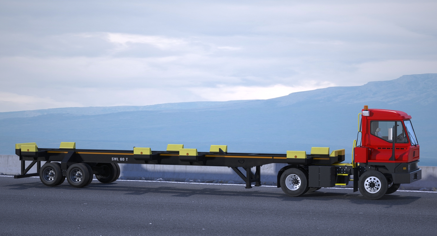 Terminal Tractor with Semi Trailer 3D model