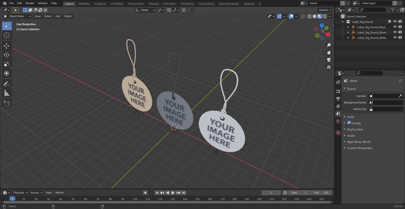 3D model Label Tag Round