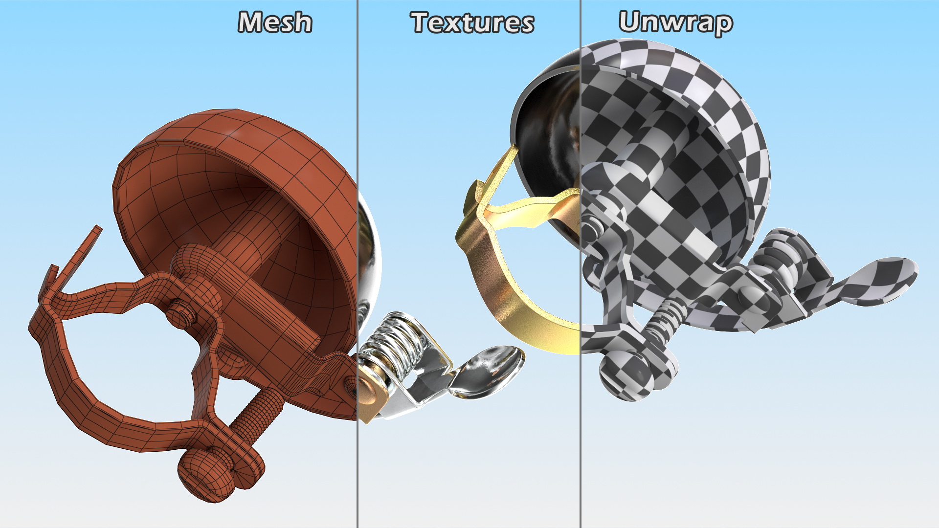 Vintage Bicycle Bell with Spring Hammer 3D model