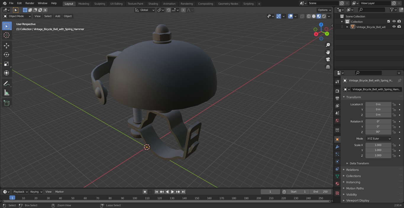 Vintage Bicycle Bell with Spring Hammer 3D model