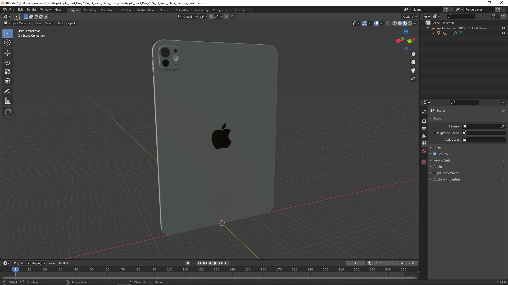 Apple IPad Pro 2024 11 Inch Silver 3D model