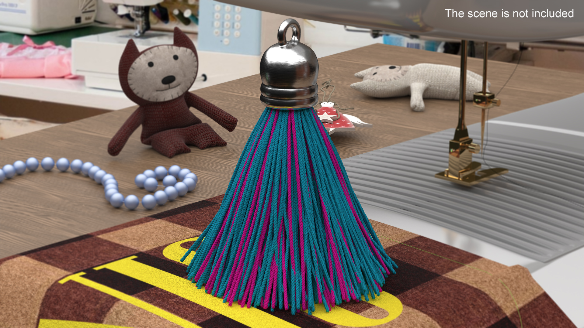 Metal Cap Yarn Tassel Multicolor 3D