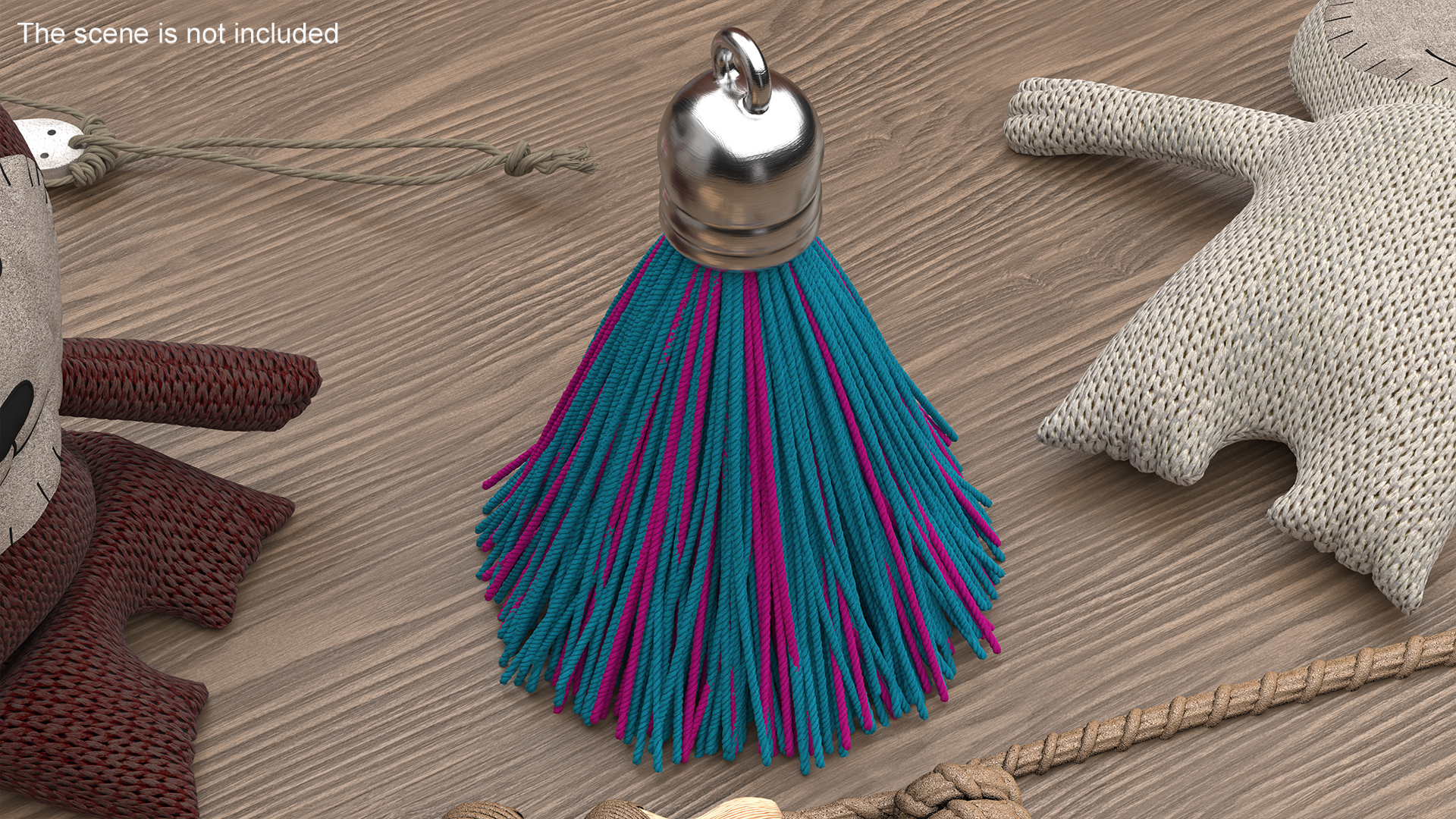 Metal Cap Yarn Tassel Multicolor 3D
