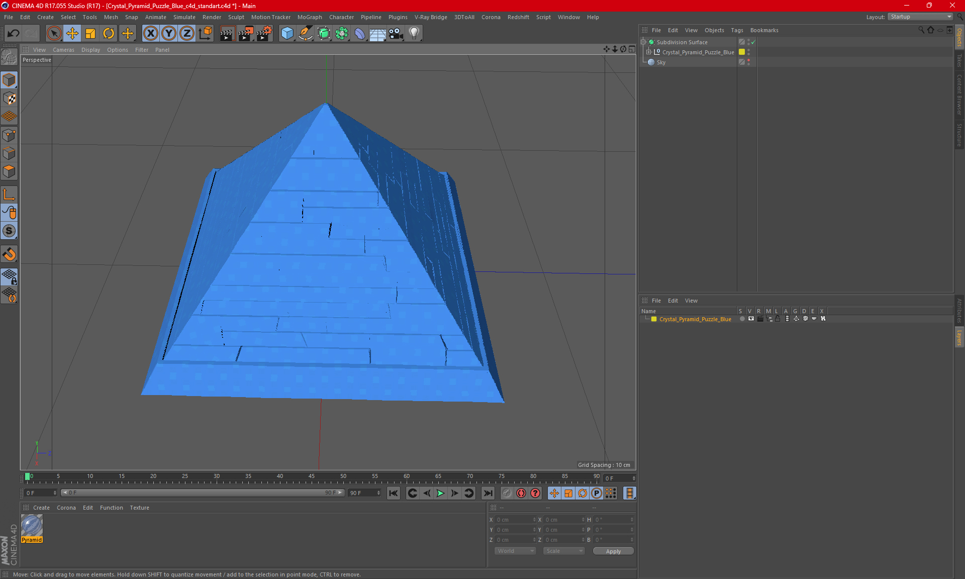 Crystal Pyramid Puzzle Blue 3D