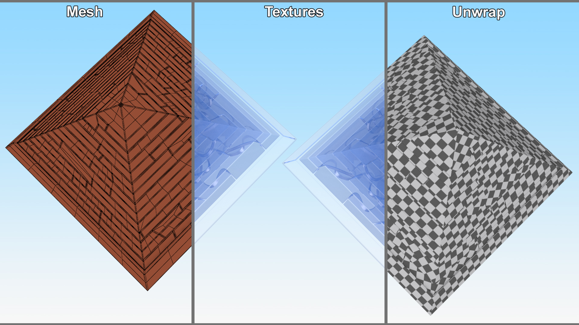 Crystal Pyramid Puzzle Blue 3D