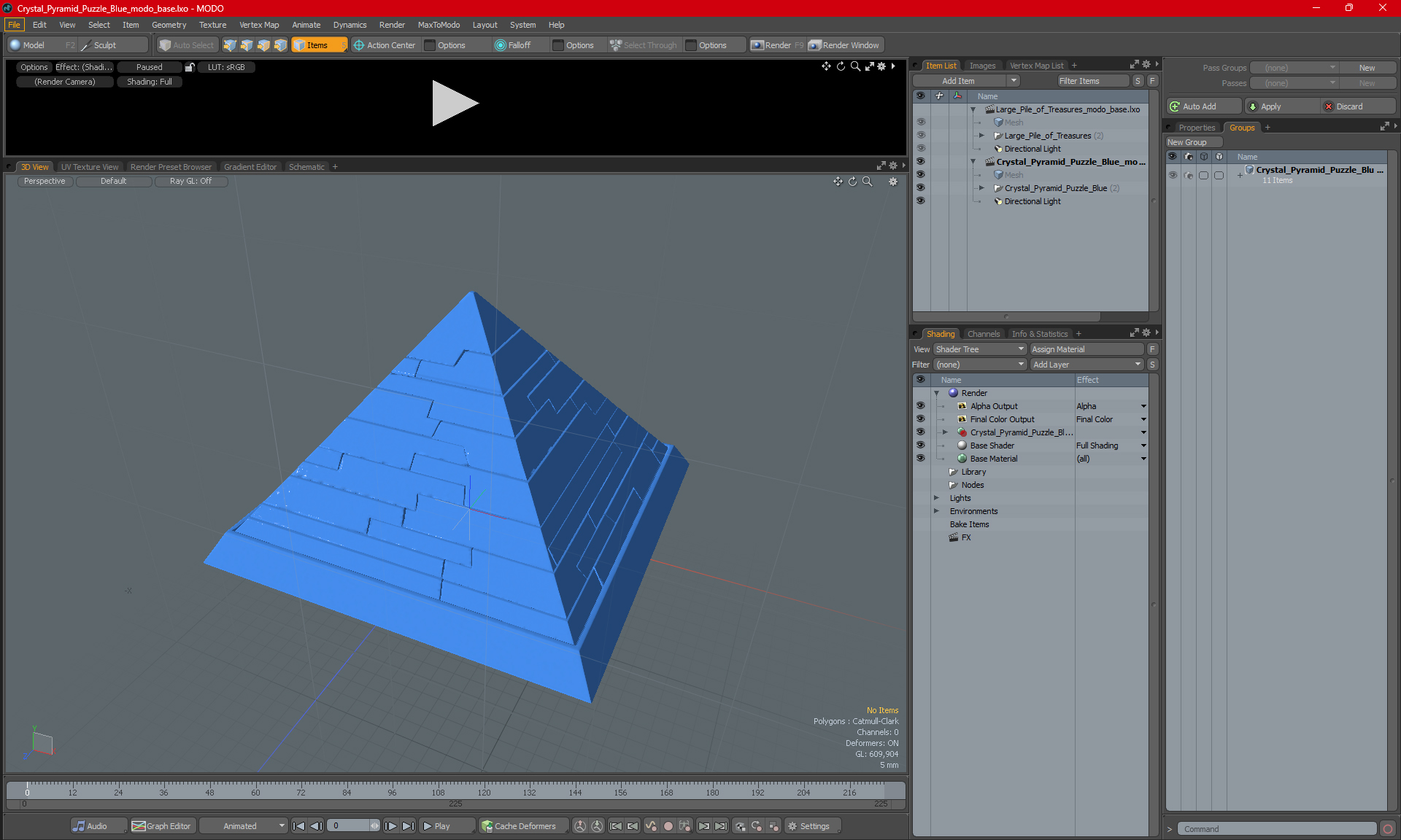 Crystal Pyramid Puzzle Blue 3D