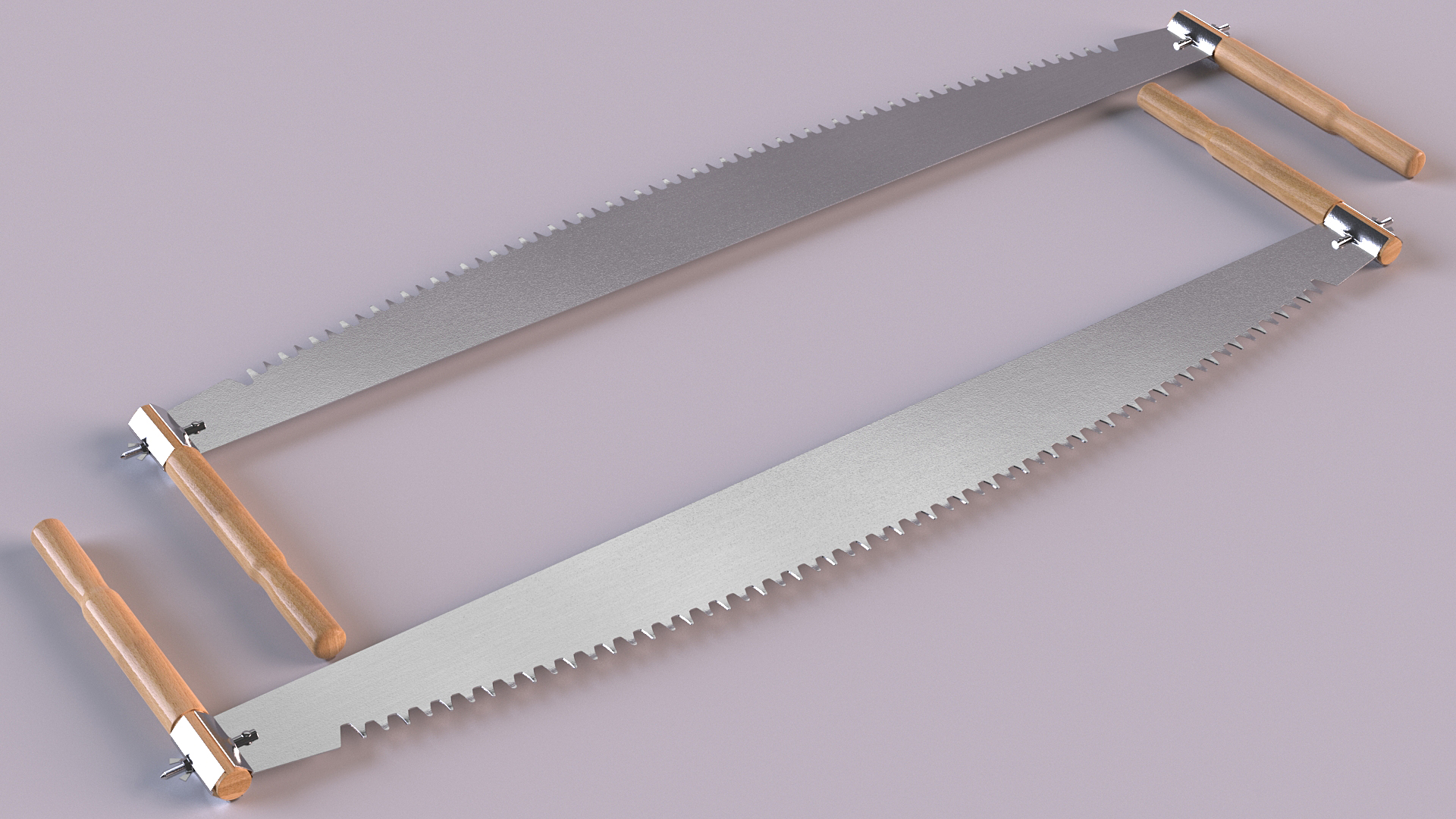 3D Vintage Two Person Crosscut Saw