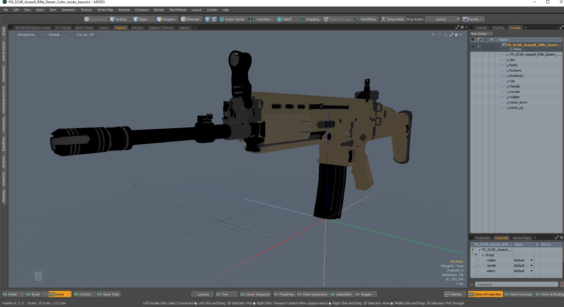 FN SCAR Assault Rifle Desert Color 3D model
