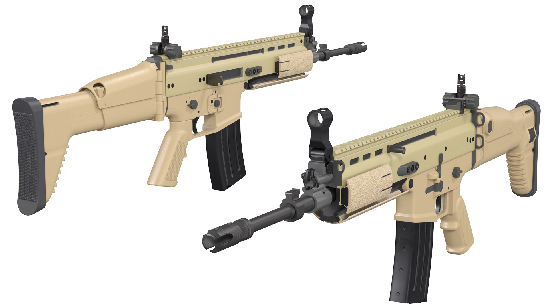 FN SCAR Assault Rifle Desert Color 3D model