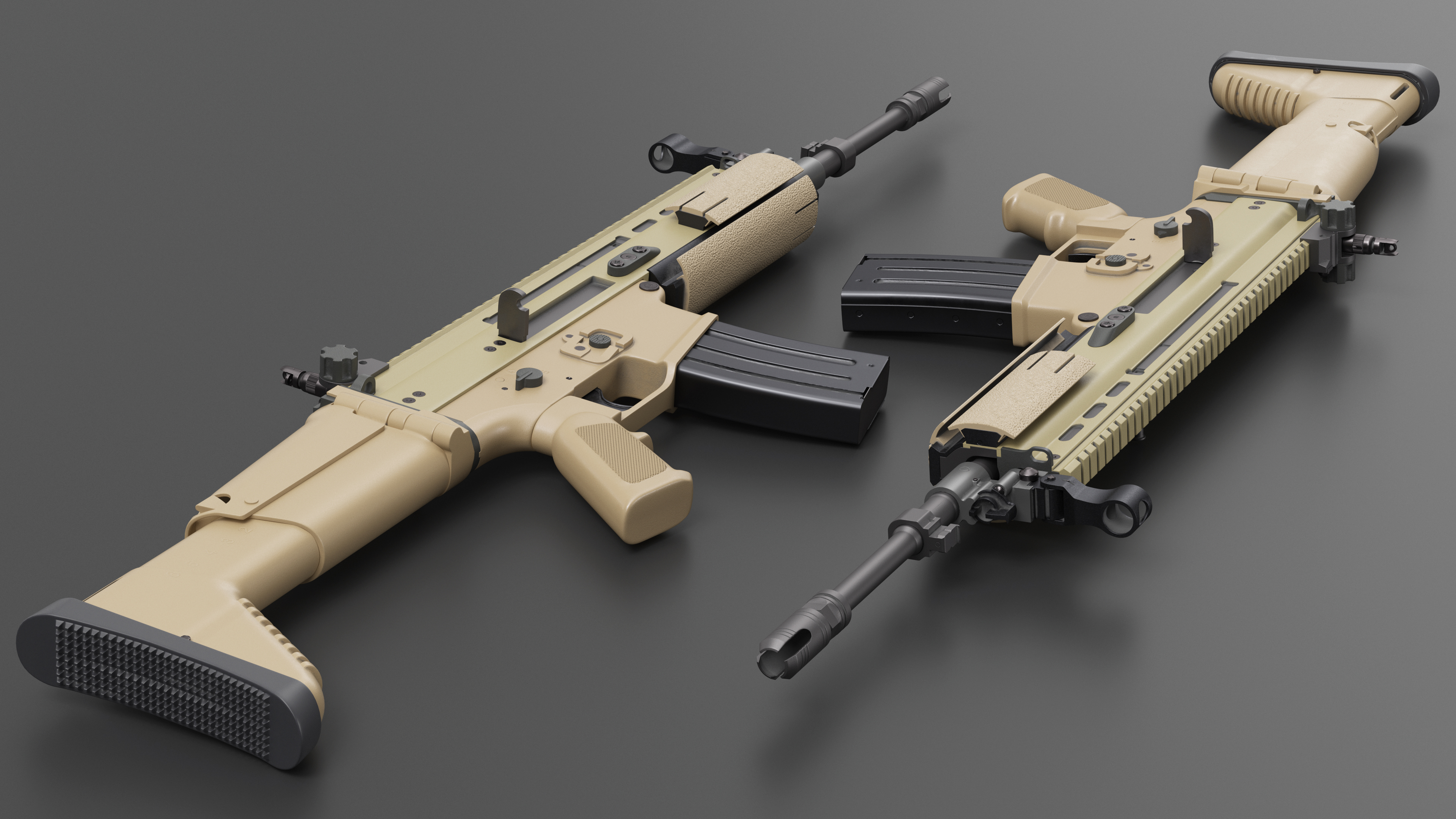 FN SCAR Assault Rifle Desert Color 3D model