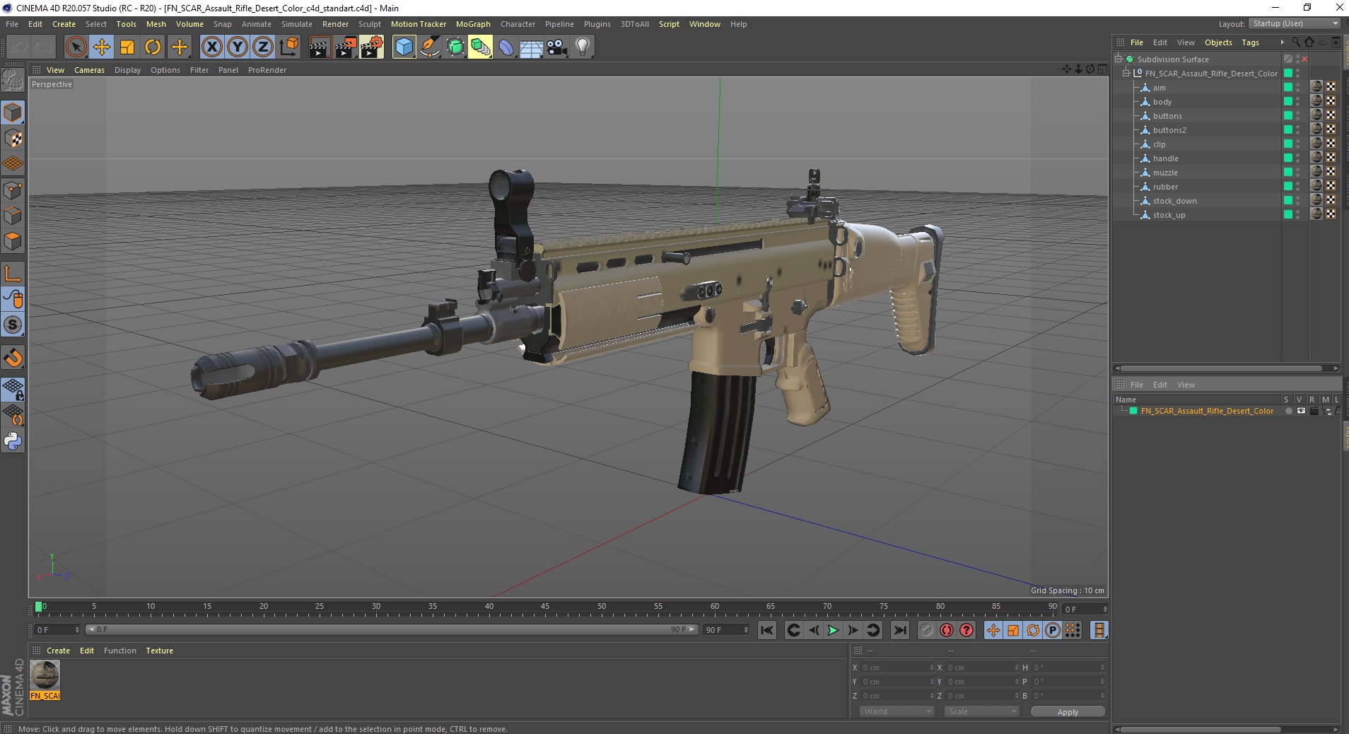 FN SCAR Assault Rifle Desert Color 3D model
