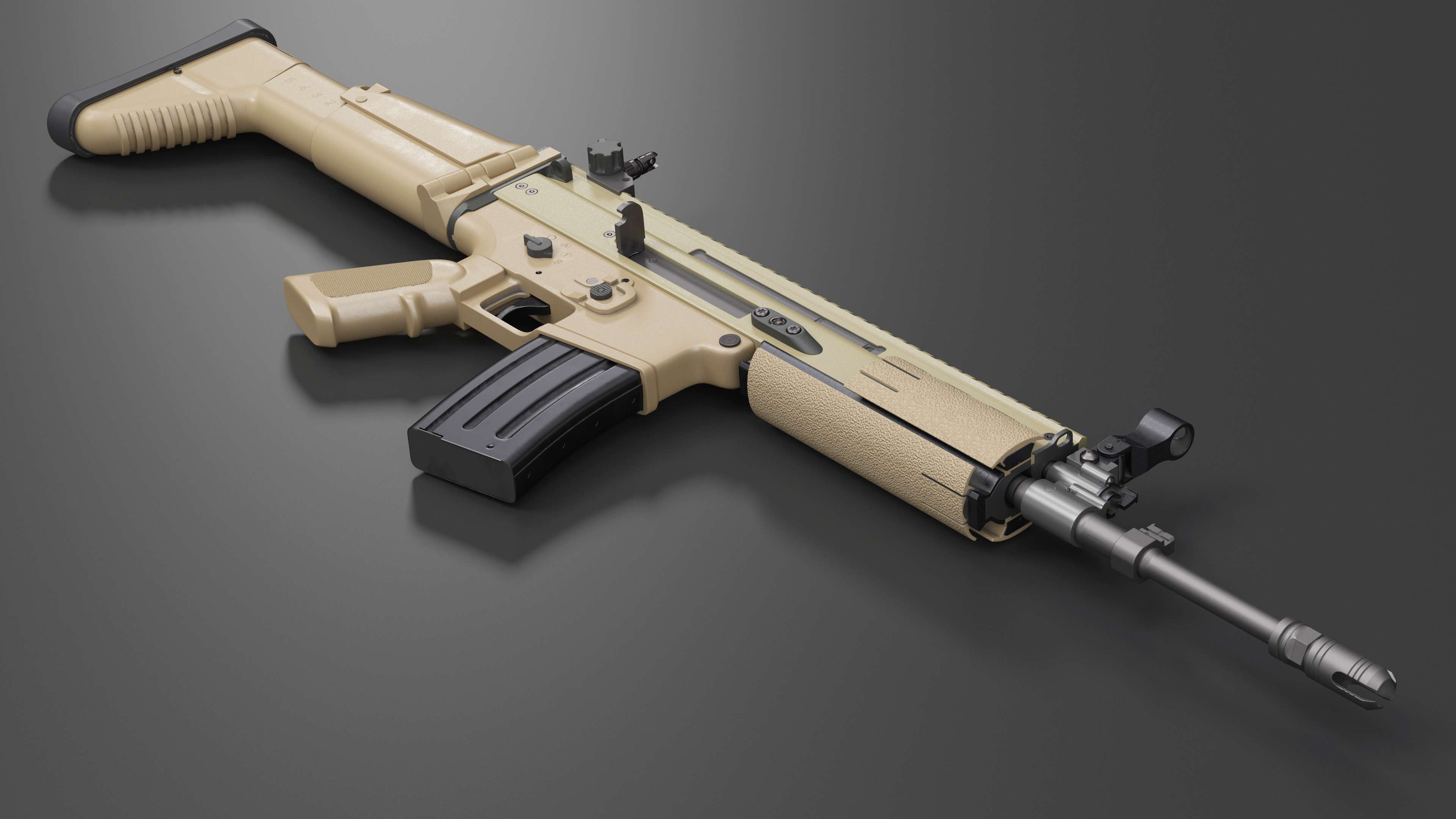 FN SCAR Assault Rifle Desert Color 3D model