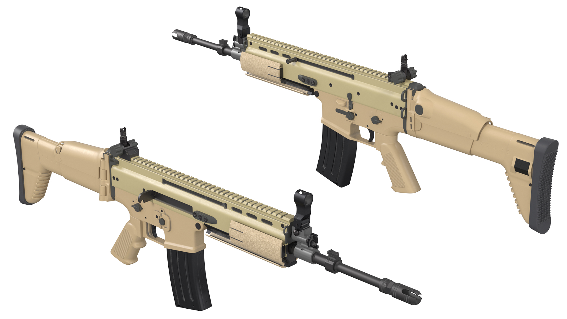 FN SCAR Assault Rifle Desert Color 3D model
