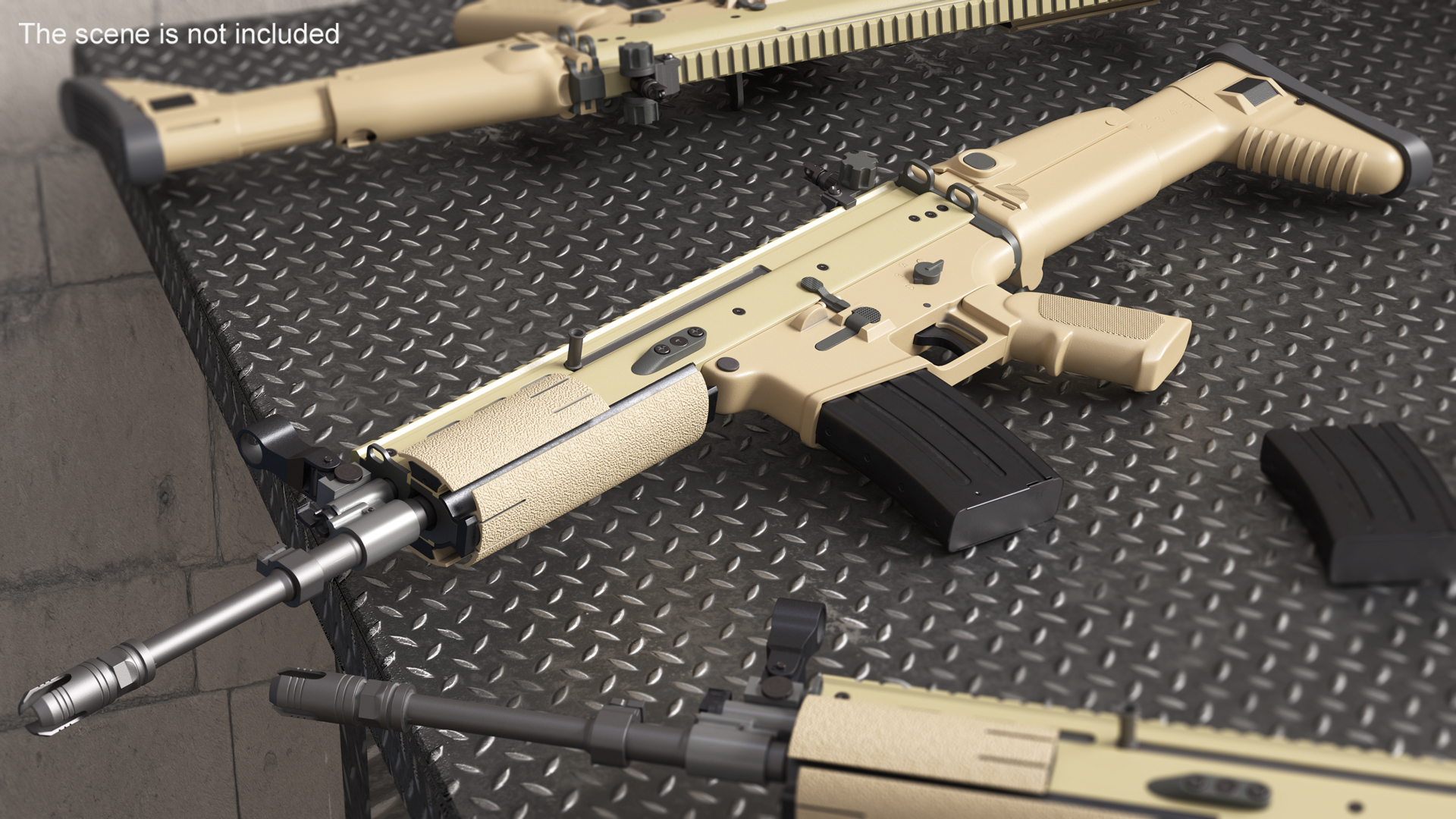 FN SCAR Assault Rifle Desert Color 3D model