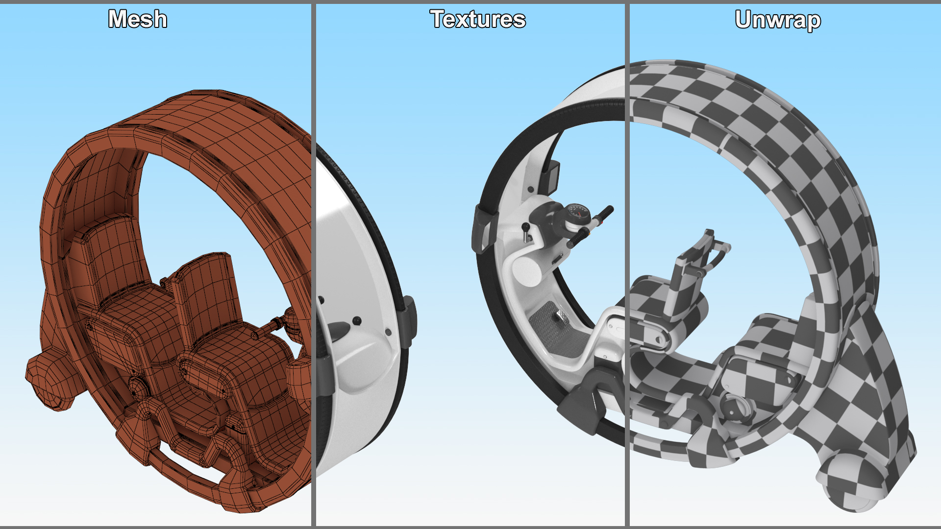 3D Futuristic Transport Car Tube White Rigged for Maya