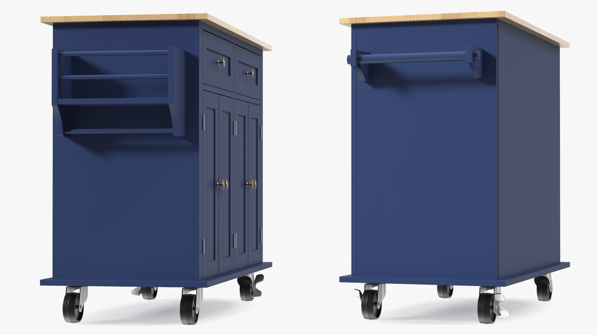 Kitchen Cart on Wheels Blue 3D