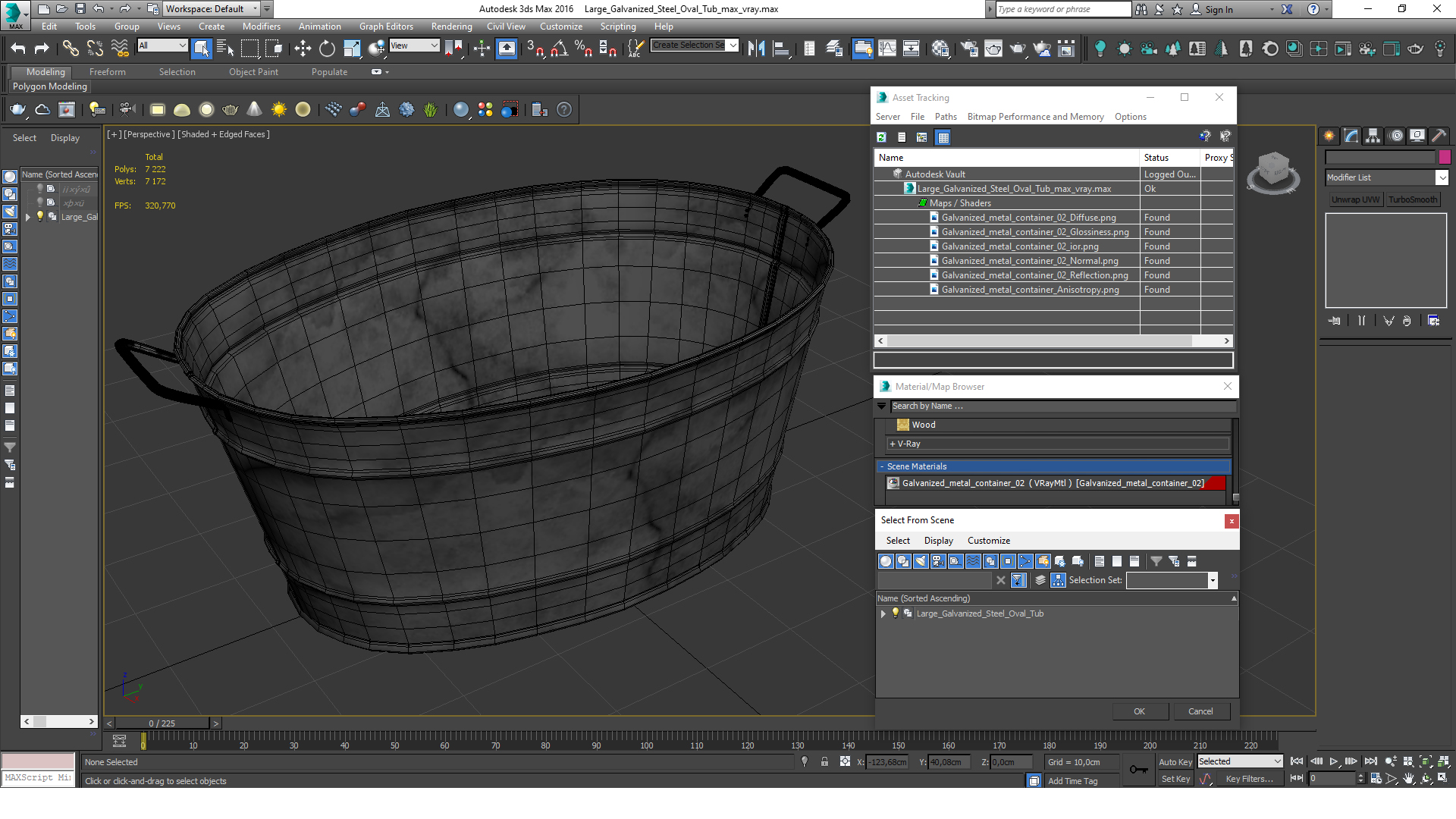 3D Large Galvanized Steel Oval Tub