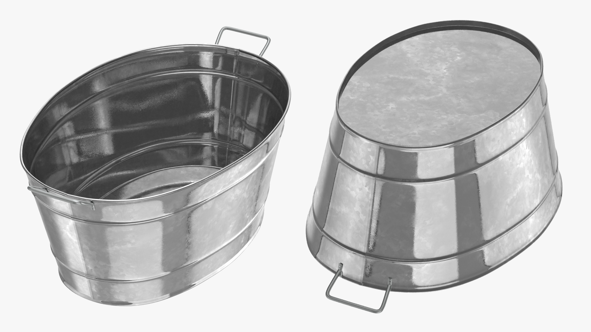 3D Large Galvanized Steel Oval Tub