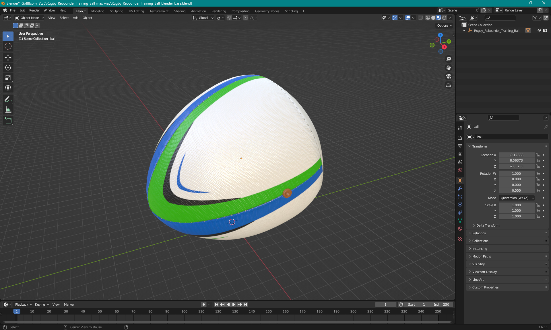 Rugby Rebounder Training Ball 3D model