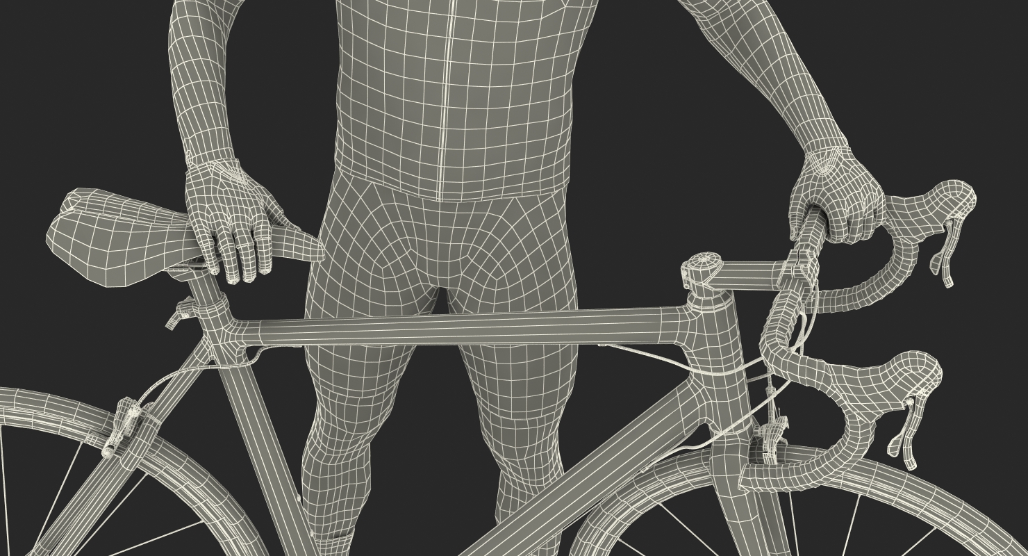 3D Cyclist Athlete in Blue Suit with Bicycle