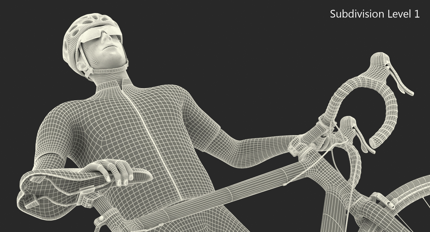 3D Cyclist Athlete in Blue Suit with Bicycle