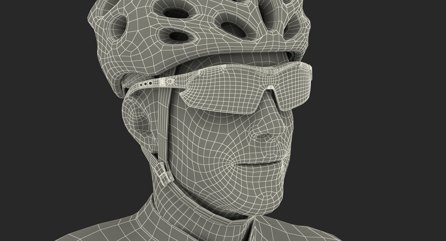 3D Cyclist Athlete in Blue Suit with Bicycle
