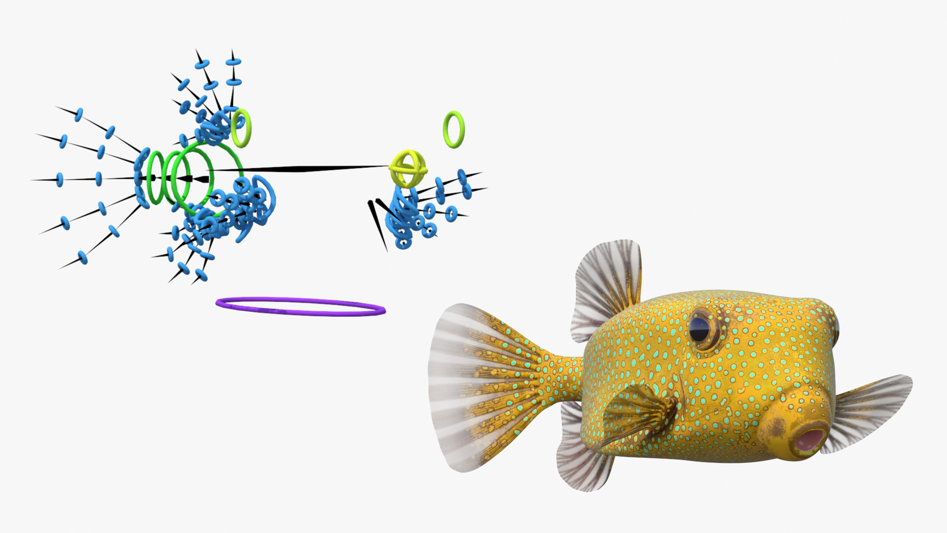 Yellow Spotted Boxfish Rigged 3D model
